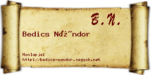 Bedics Nándor névjegykártya